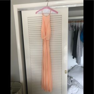 Pleated peach maxi dress
